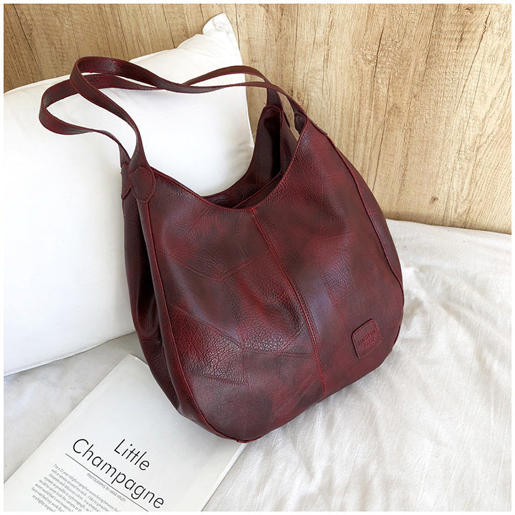 Tote Bag Artistic Simple Shoulder Handbag Multi-Compartment Leisure Women's Cross-Body Bag