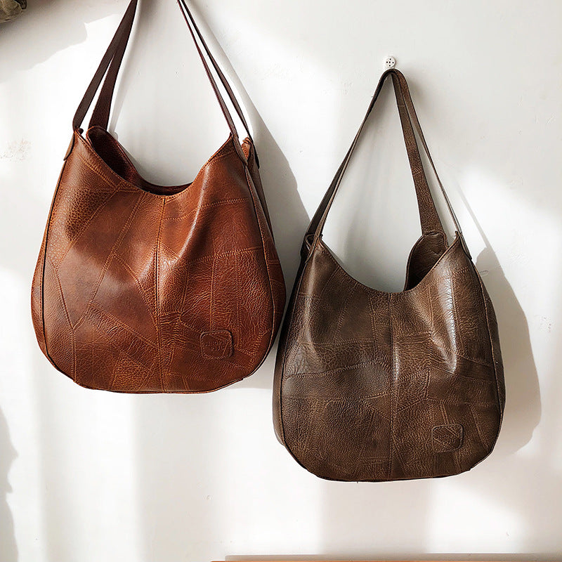 Tote Bag Artistic Simple Shoulder Handbag Multi-Compartment Leisure Women's Cross-Body Bag