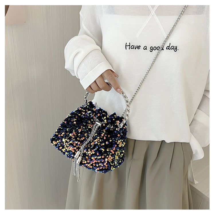 Sequin Bucket Bag Handbag All-Match Messenger Bag