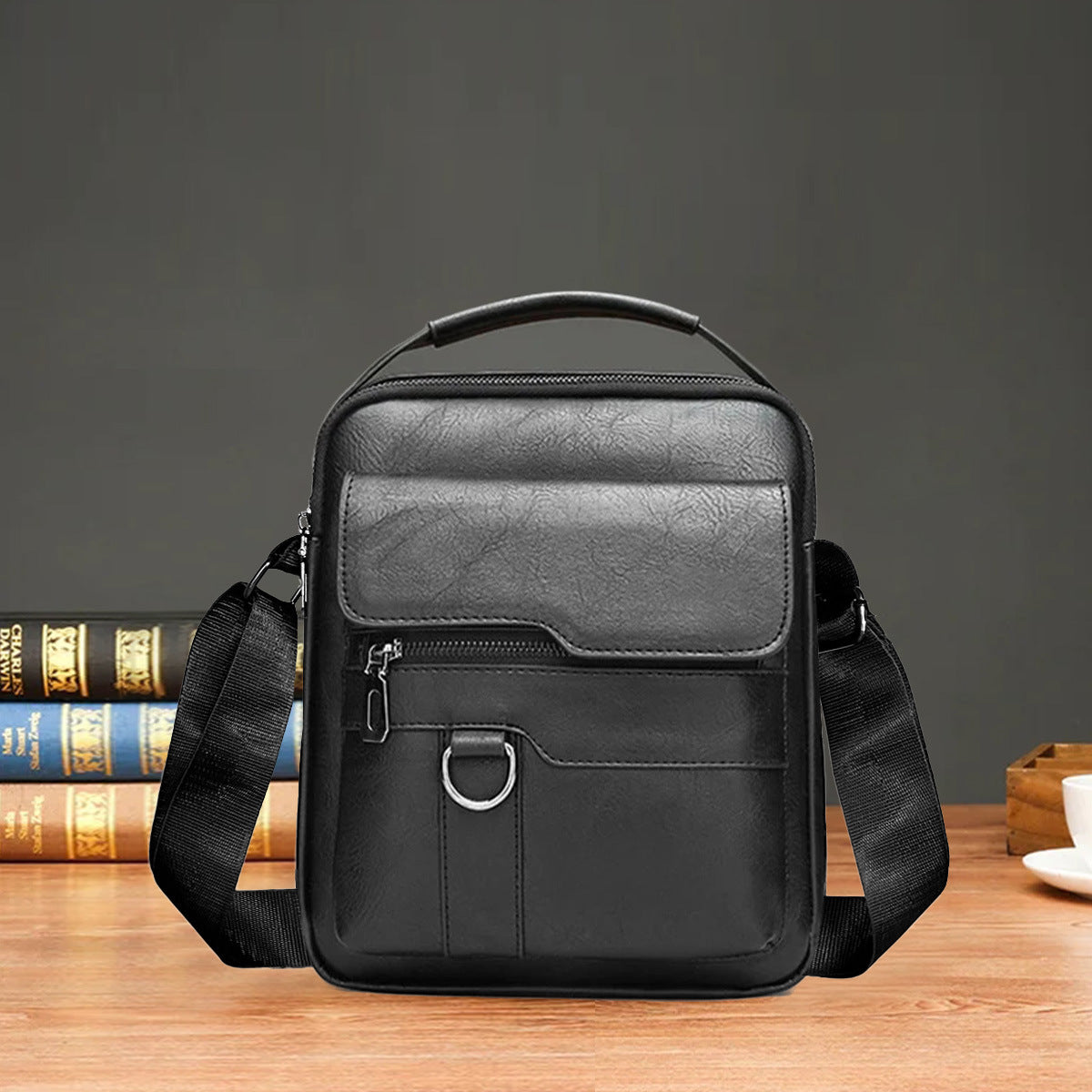 Single Shoulder Crossbody Handbag Fashion Men's Soft Bag Vertical Small Backpack Multifunctional Retro Crossbody Bag