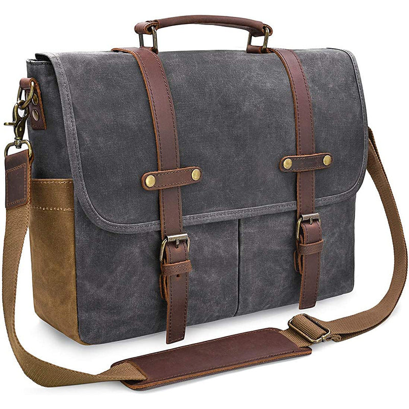 Waterproof and Wear-resistant Business Canvas Laptop Notebook Handheld Shoulder Computer Bag