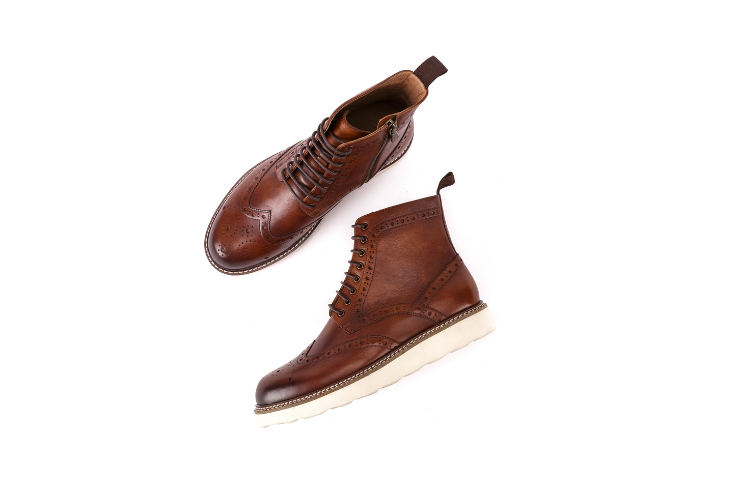 Handmade high-top vintage leather boots for men