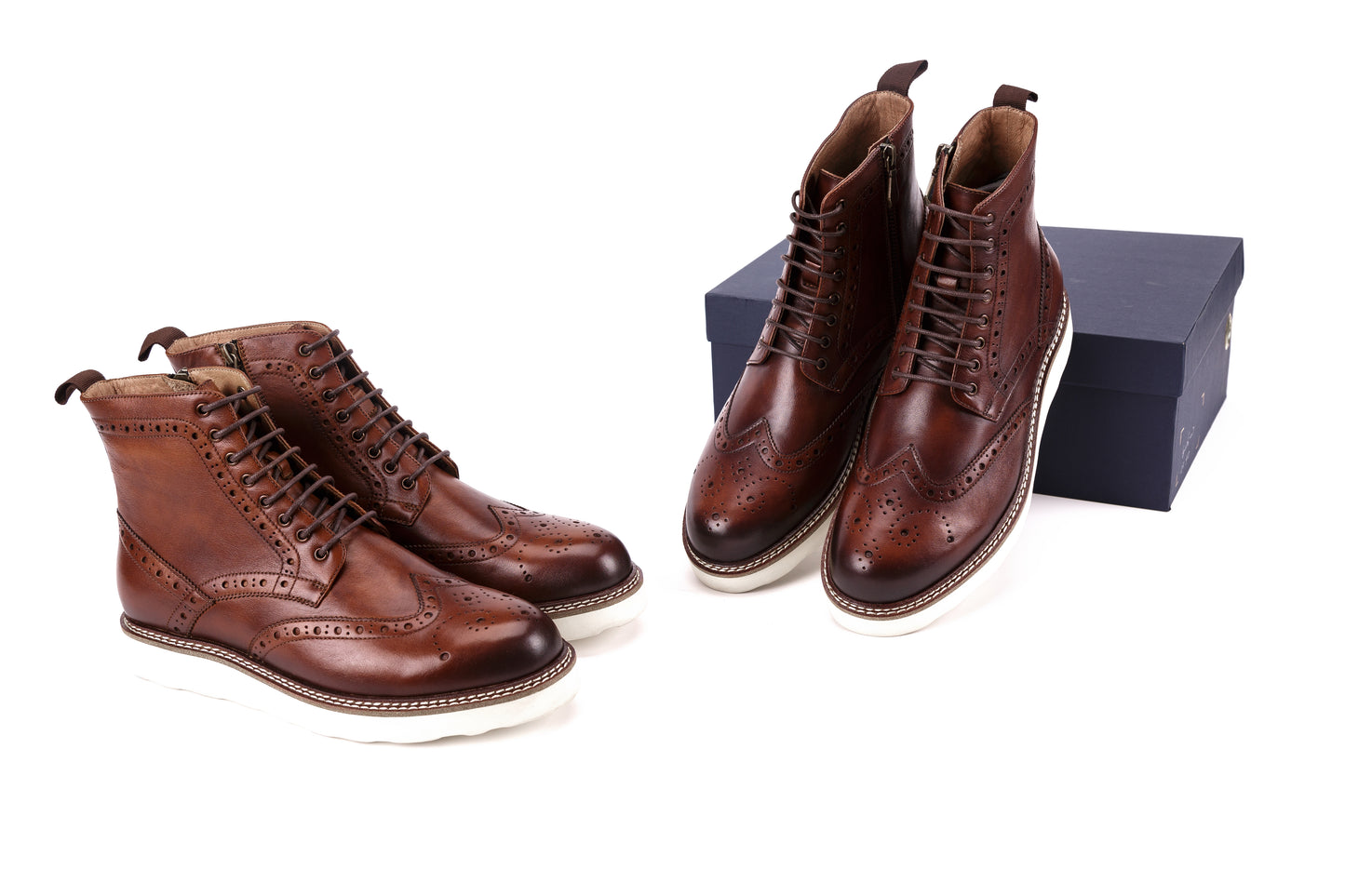 Handmade high-top vintage leather boots for men