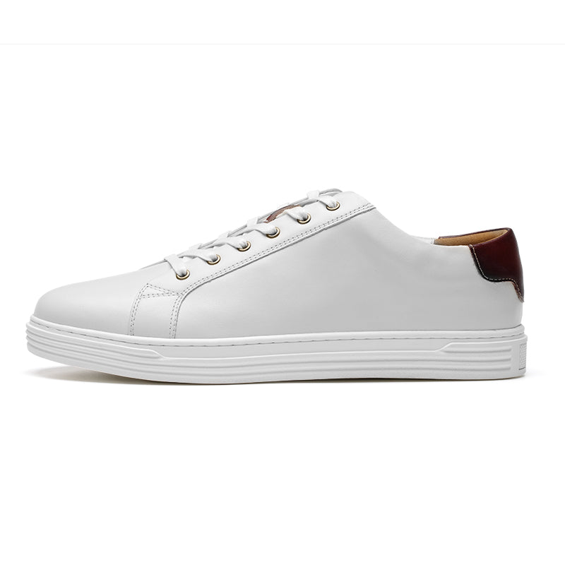 Retro casual white leather sneakers