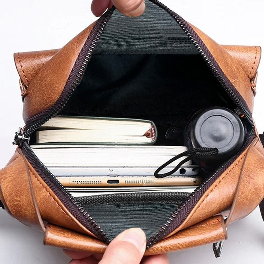 Single Shoulder Crossbody Handbag Fashion Men's Soft Bag Vertical Small Backpack Multifunctional Retro Crossbody Bag