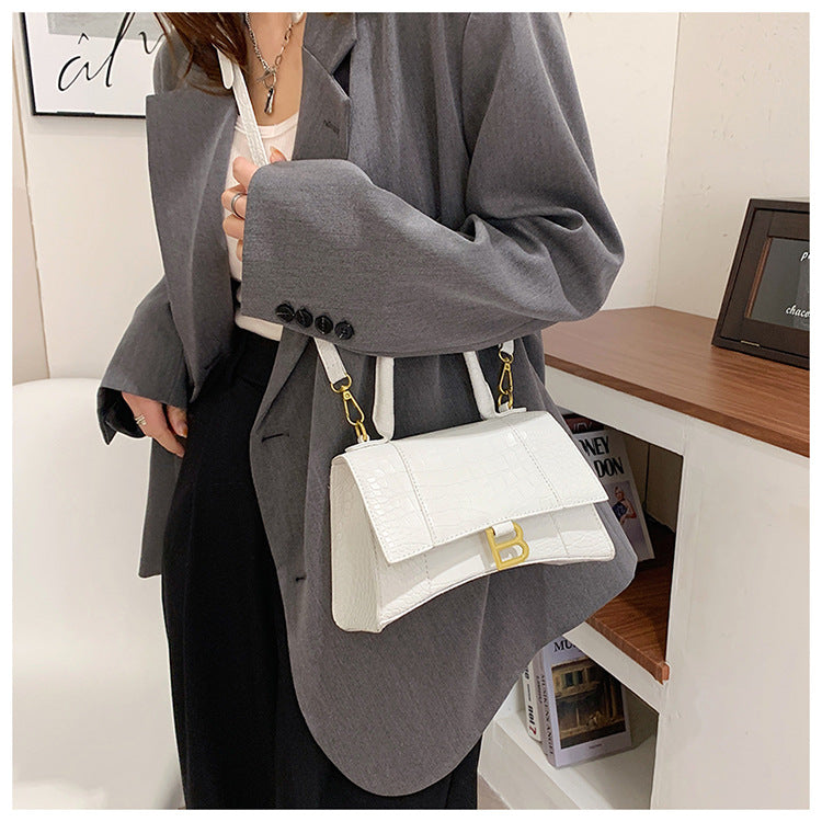 Hourglass Bag Crocodile Pattern Baguette Small Square