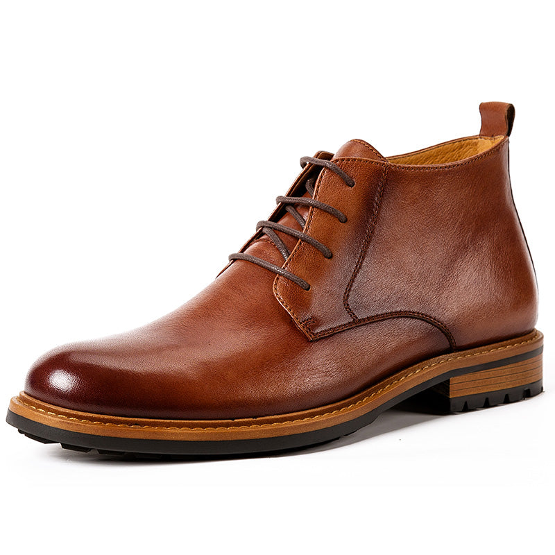 Men's high-top ankle boots Leather men's shoes