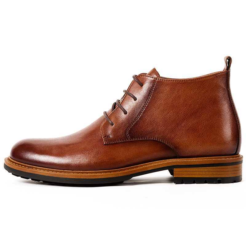 Men's high-top ankle boots Leather men's shoes
