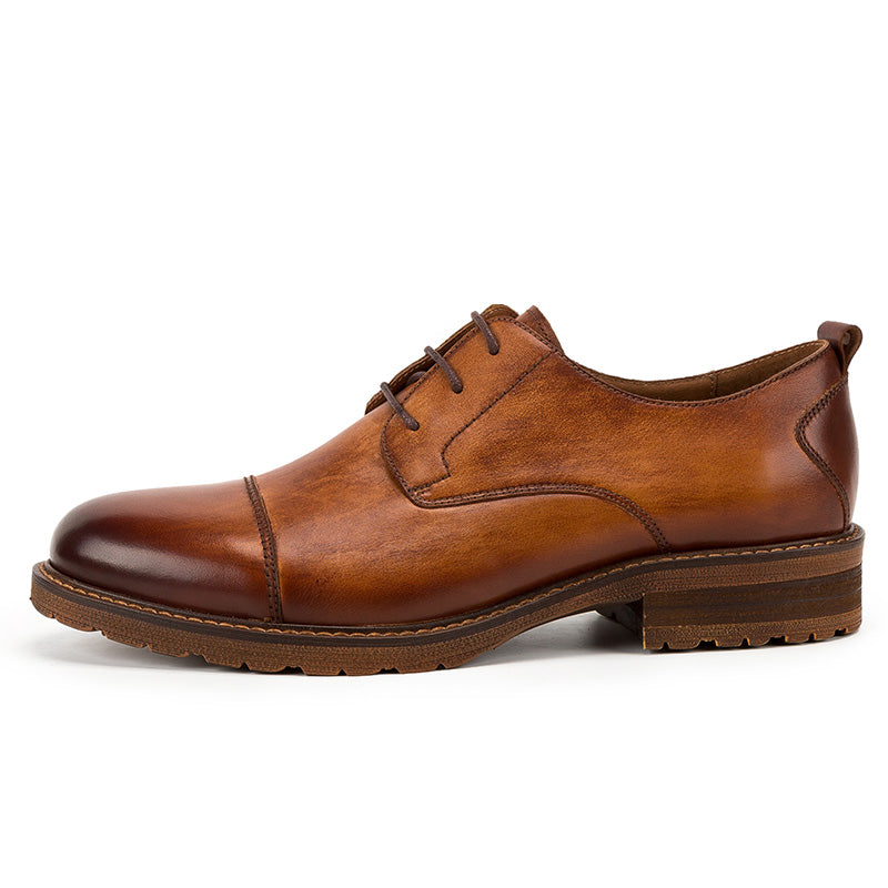 Leather leather Derby shoes round head soft top soft sole commuter dress shoes