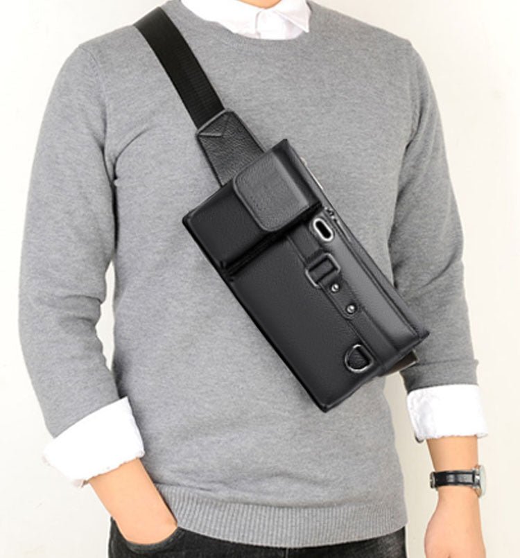 European and American men's retro waist bag, single-shoulder underarm crossbody Korean bag, casual sports chest bag