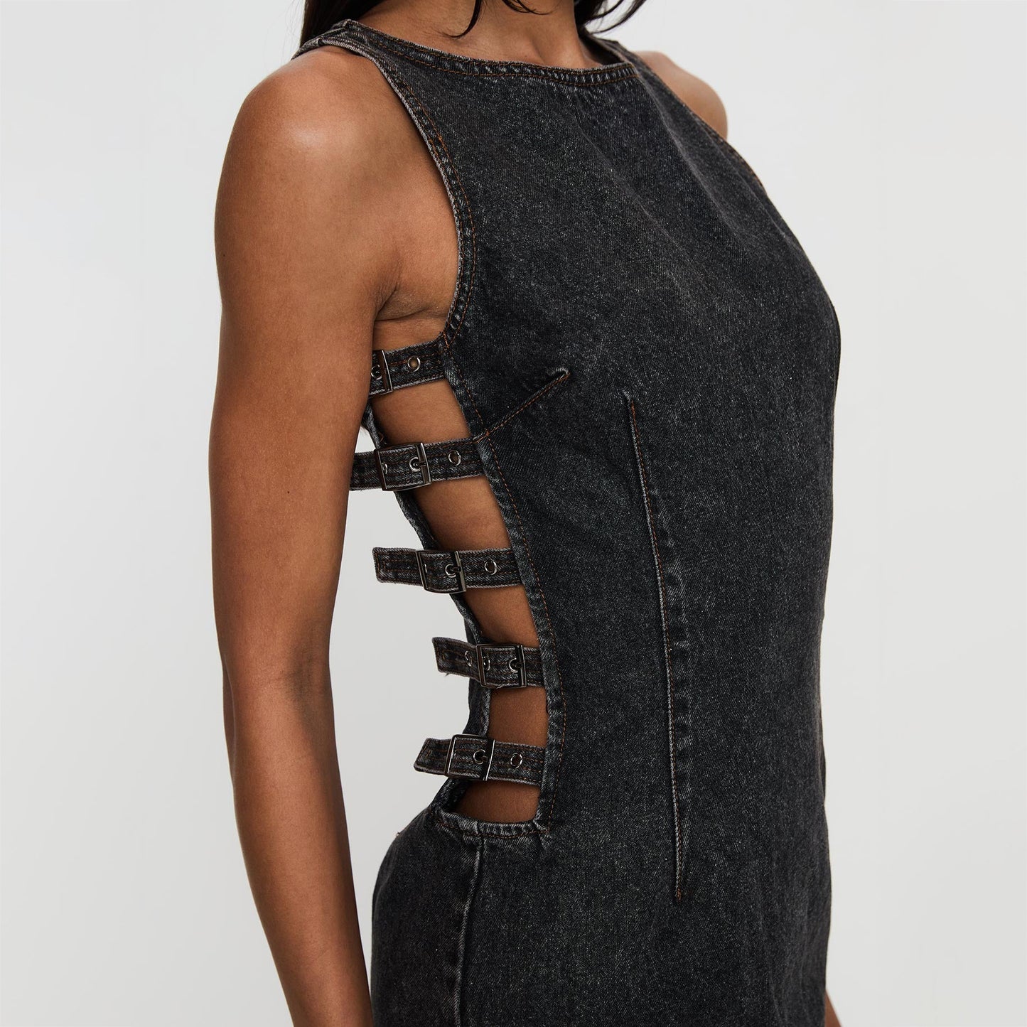 Retro Hollow Denim Tight Dress