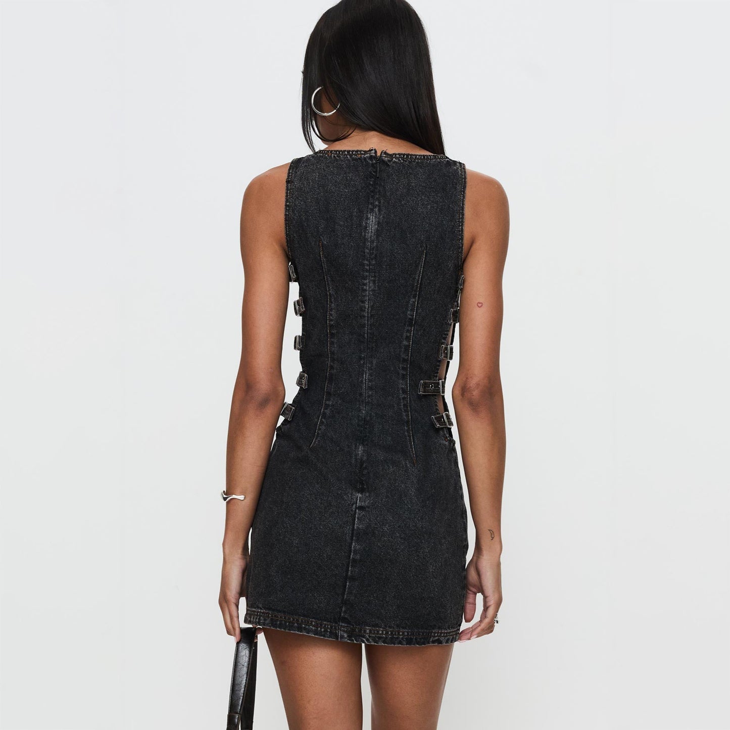 Retro Hollow Denim Tight Dress