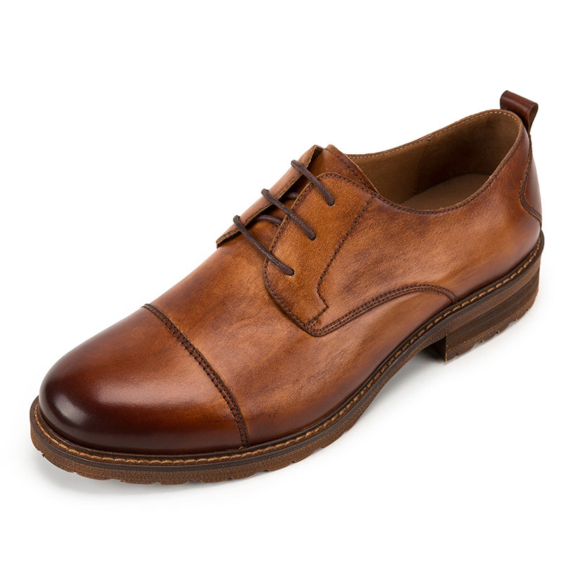 Leather leather Derby shoes round head soft top soft sole commuter dress shoes