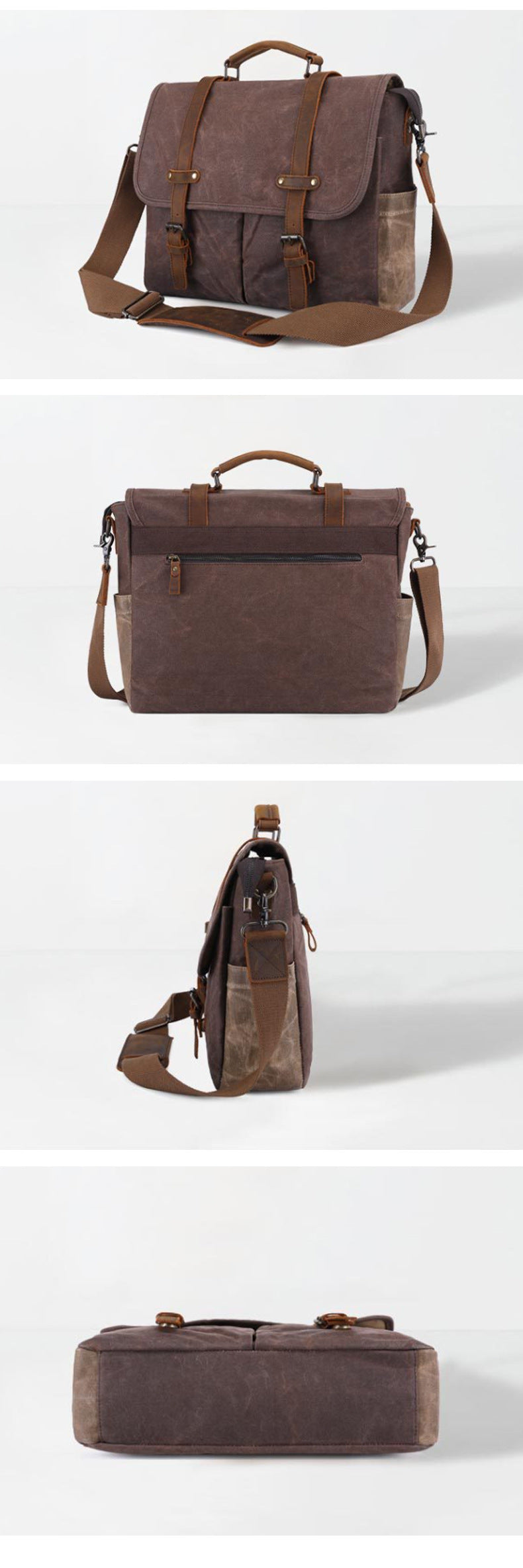 American Style Men's Shoulder Bag Vintage Men's Bag Oil Wax Canvas Bag Waterproof Wear-resistant Men's Crossbody Bag