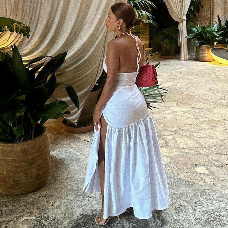 Women's Spring and Summer New Fashion Sexy Backless Bodysuit Slim Fit Tied Skirt Suit