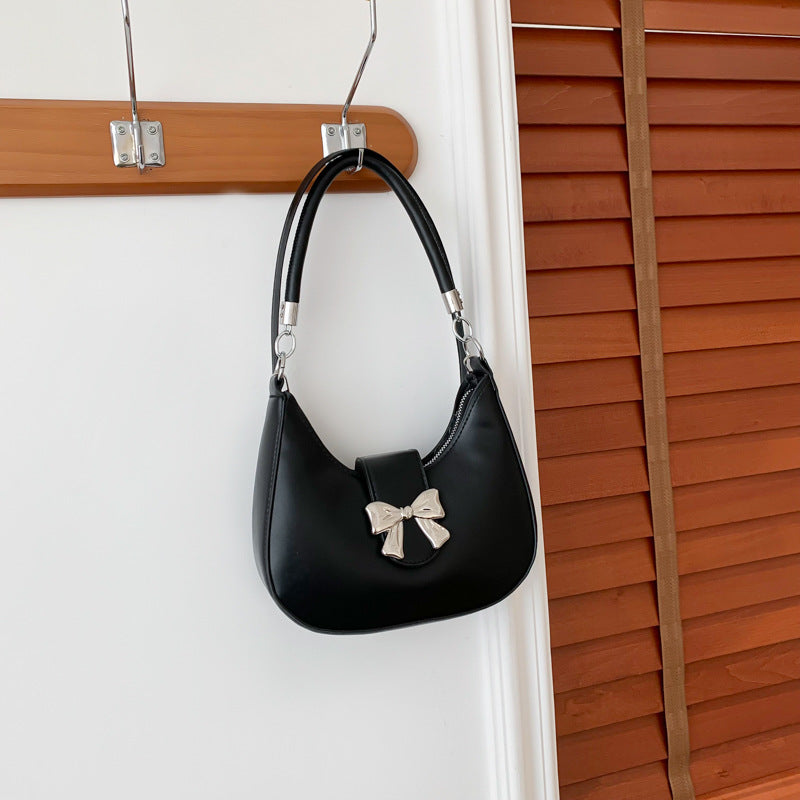 Bowknot Bag Crossbody Versatile Solid Color Underarm Women's Chain Bag