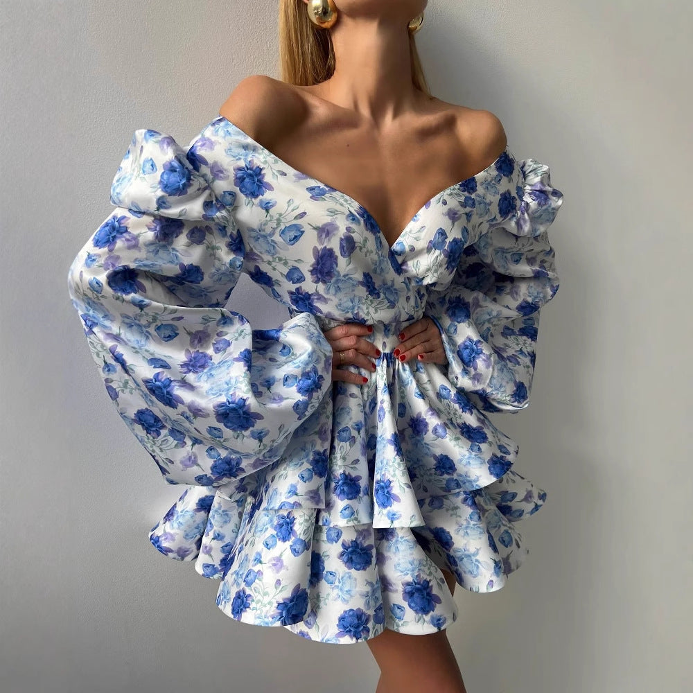 High Waist Tight Waist Fashion Floral Princess Dress