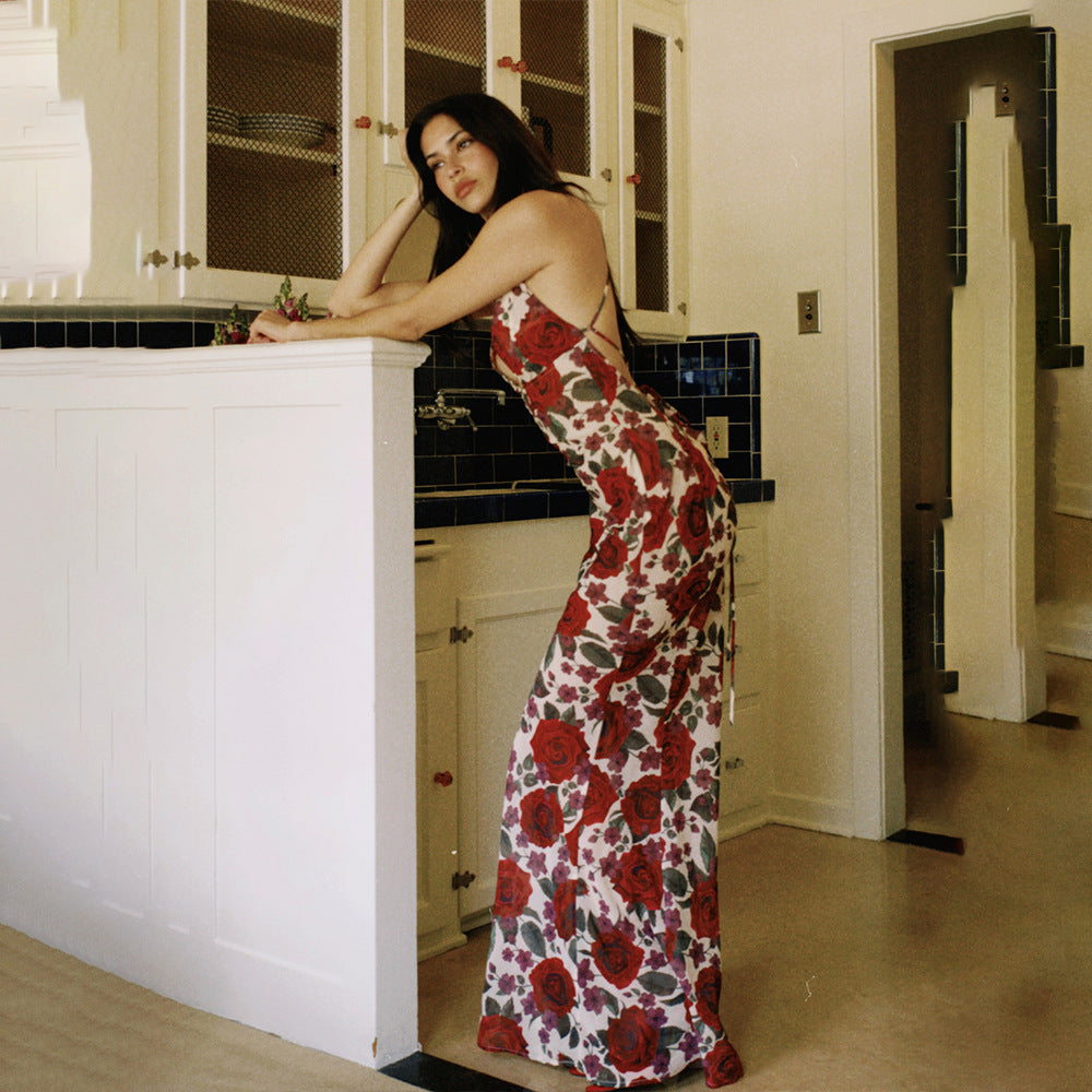 Sleeveless Strap Dress Sexy Backless Slim Fit Long Dress