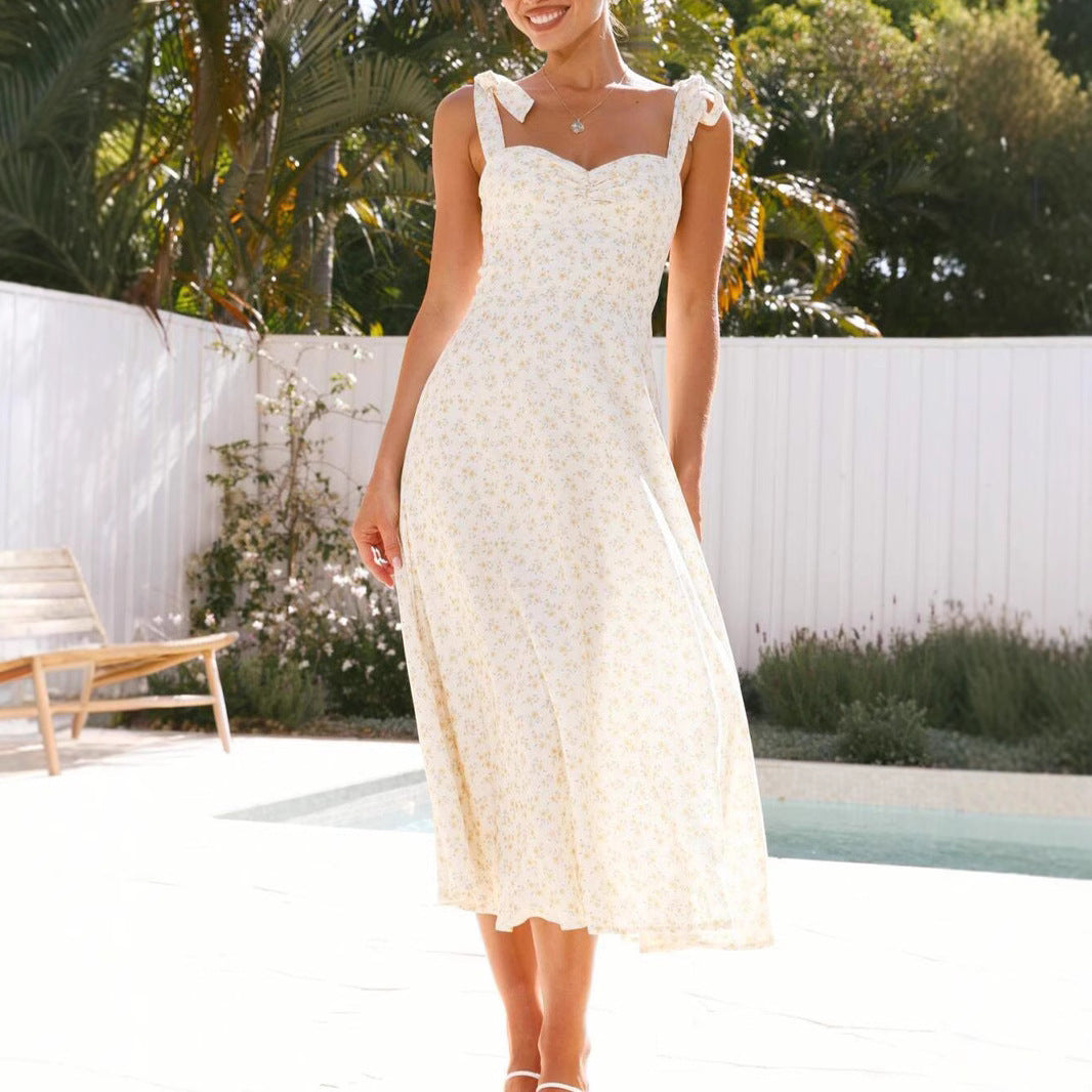 Printed Lace up Holiday Dress