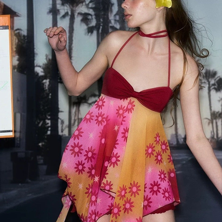 Midsummer Hot Beach Halter Neck Strapless Top Beach Dress Vacation Seaside