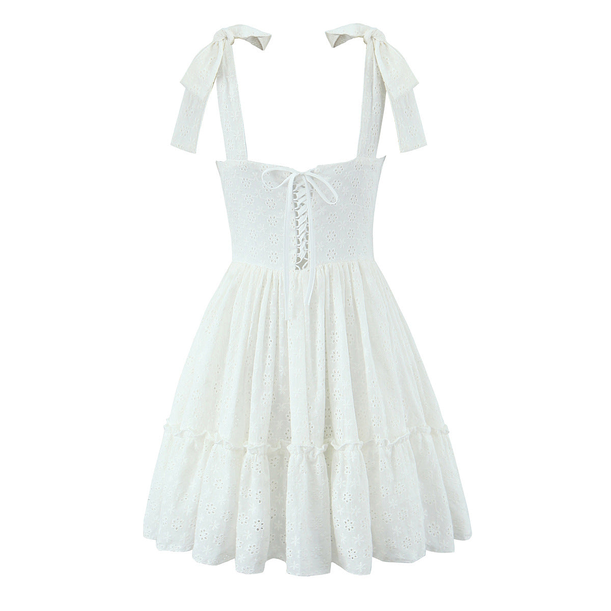 Strappy Waist-Cinching Slimming Bow Tie Strap Dress