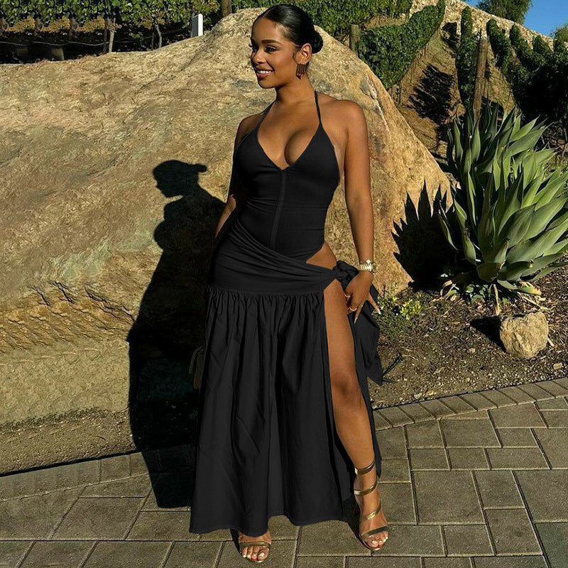 Women's Spring and Summer New Fashion Sexy Backless Bodysuit Slim Fit Tied Skirt Suit