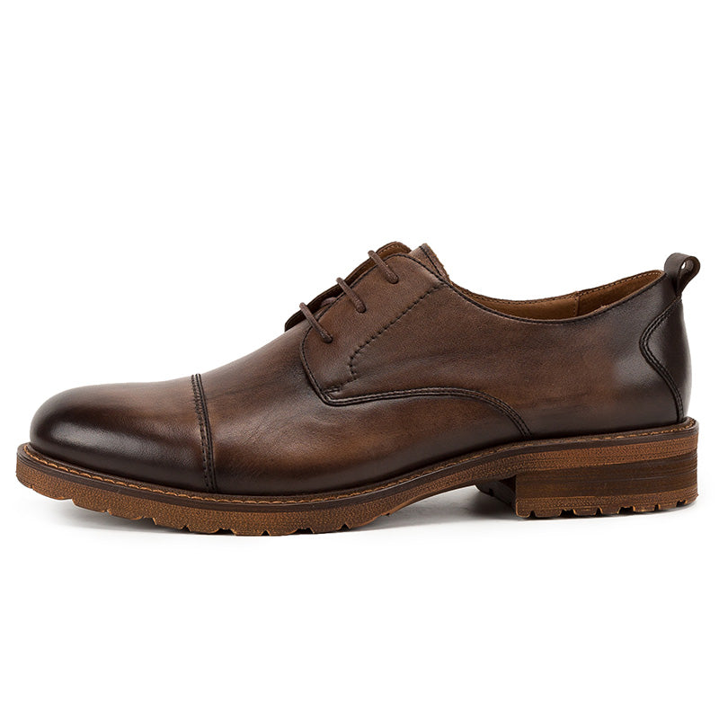 Leather leather Derby shoes round head soft top soft sole commuter dress shoes