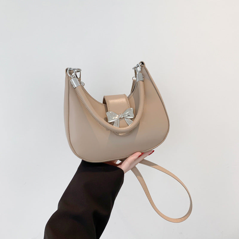Bowknot Bag Crossbody Versatile Solid Color Underarm Women's Chain Bag