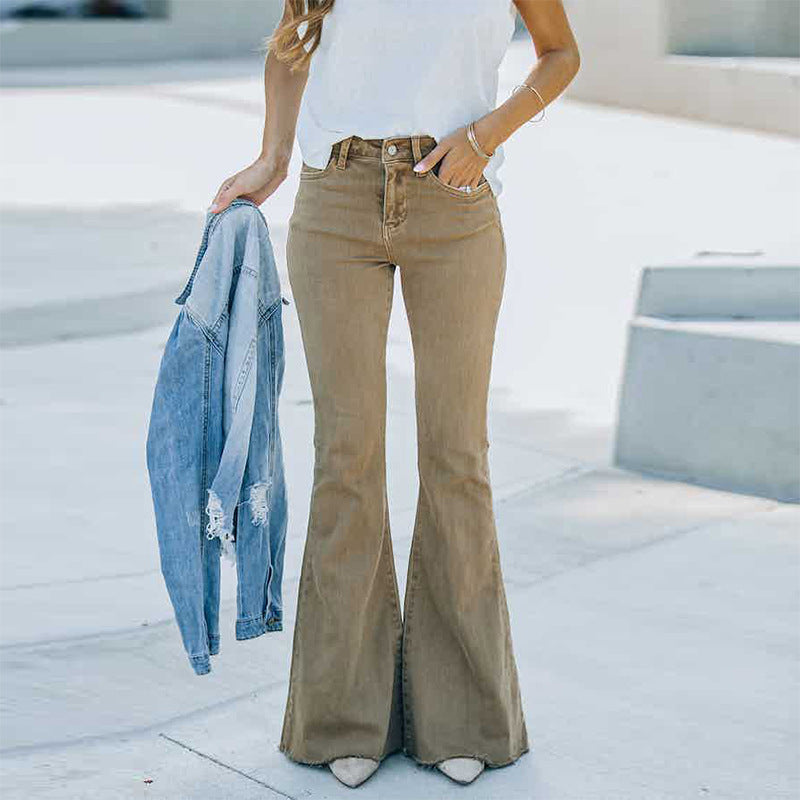 High Waist Floor-Length Vintage Flared Jeans