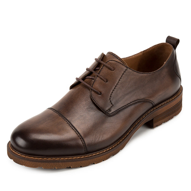 Leather leather Derby shoes round head soft top soft sole commuter dress shoes