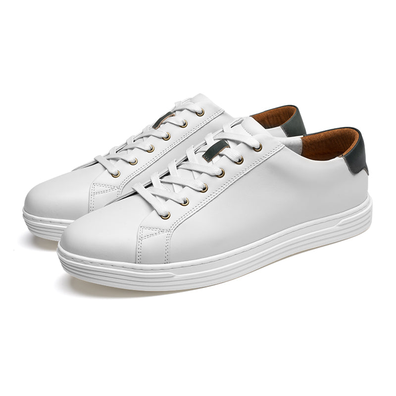 Retro casual white leather sneakers