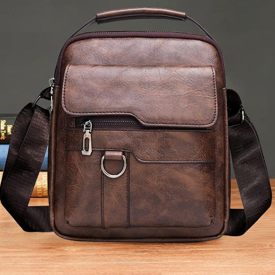 Single Shoulder Crossbody Handbag Fashion Men's Soft Bag Vertical Small Backpack Multifunctional Retro Crossbody Bag