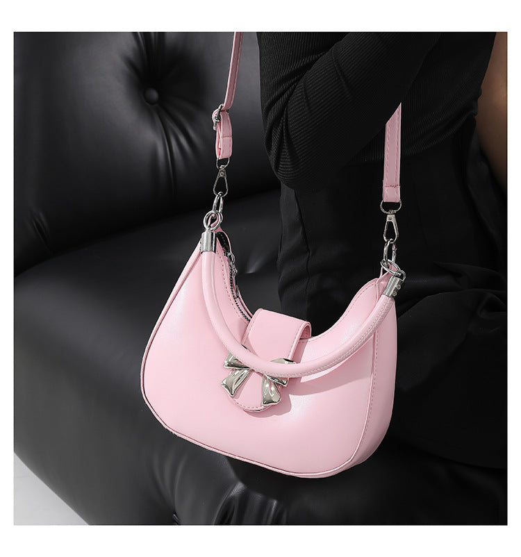 Bowknot Bag Crossbody Versatile Solid Color Underarm Women's Chain Bag