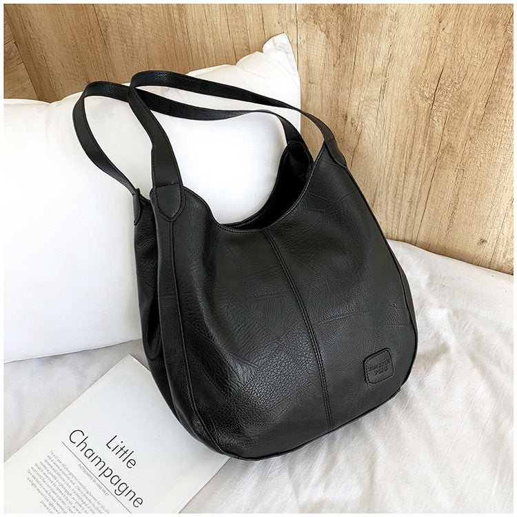 Tote Bag Artistic Simple Shoulder Handbag Multi-Compartment Leisure Women's Cross-Body Bag