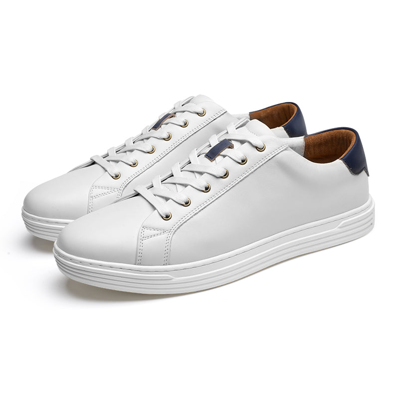 Retro casual white leather sneakers