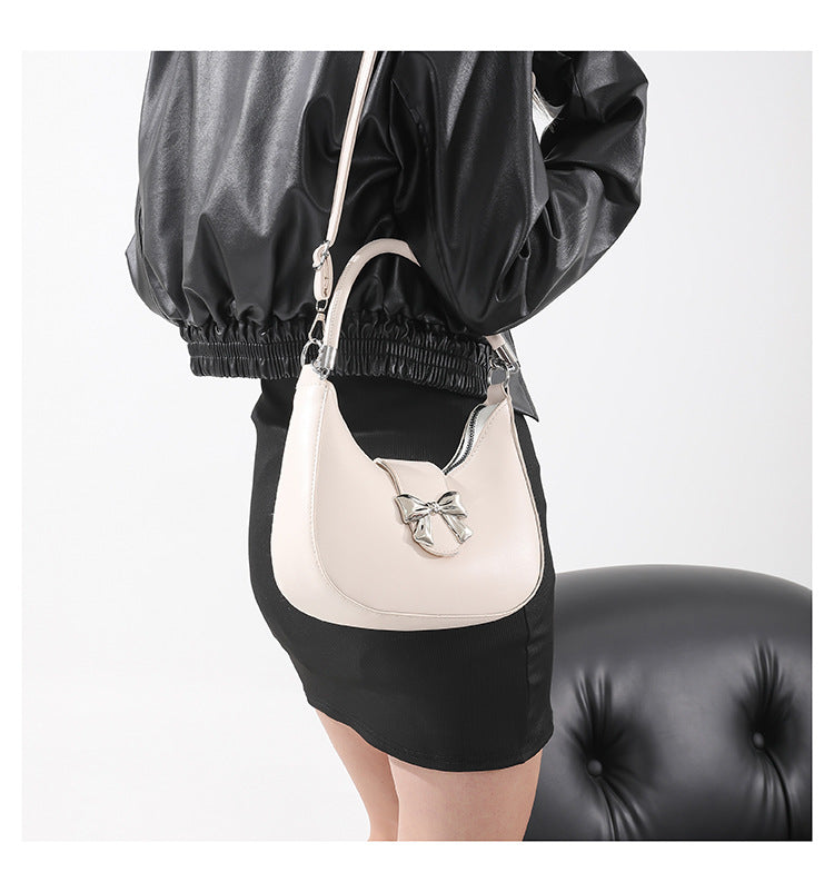 Bowknot Bag Crossbody Versatile Solid Color Underarm Women's Chain Bag
