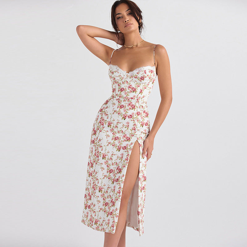 Small Floral Split Strap Dress
