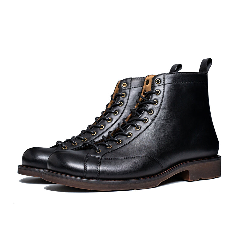 Casual men's shoes cowhide round toe leather boots