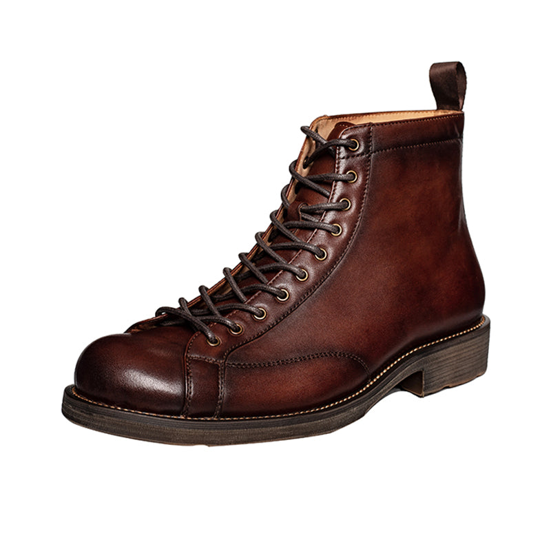 Casual men's shoes cowhide round toe leather boots