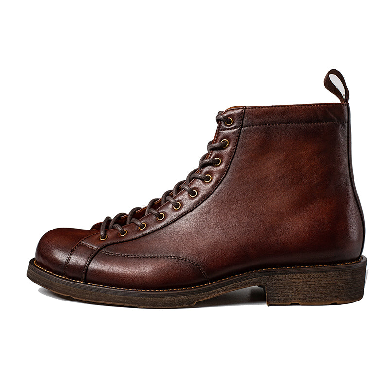 Casual men's shoes cowhide round toe leather boots