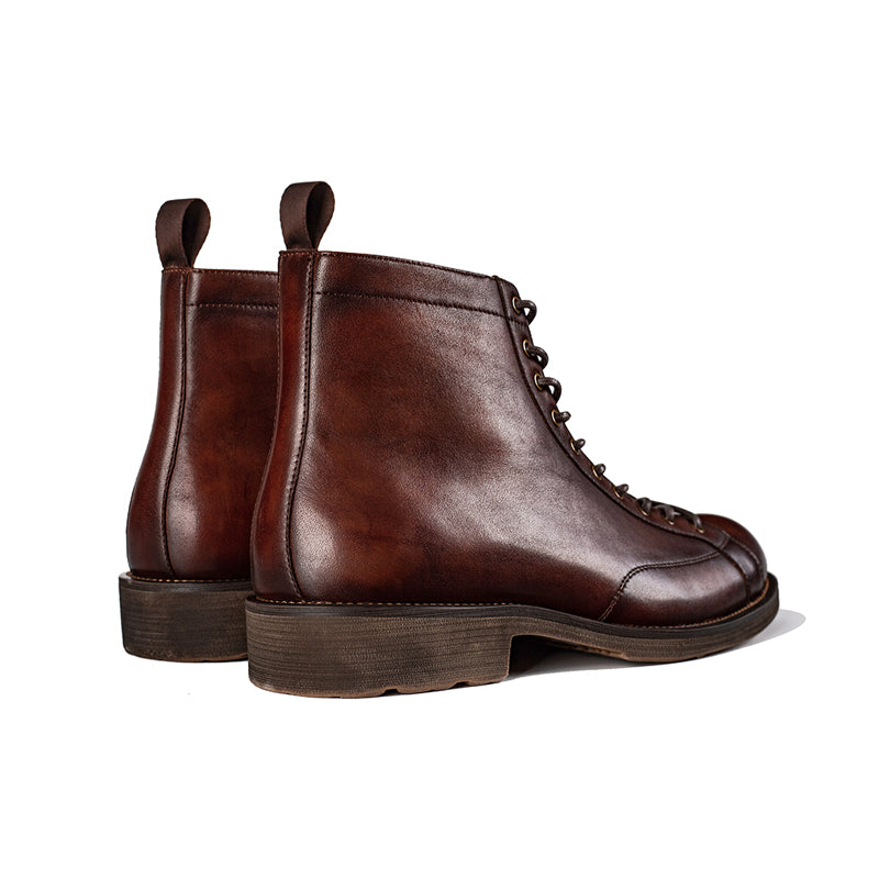 Casual men's shoes cowhide round toe leather boots