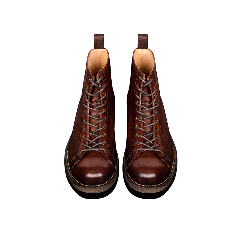 Casual men's shoes cowhide round toe leather boots