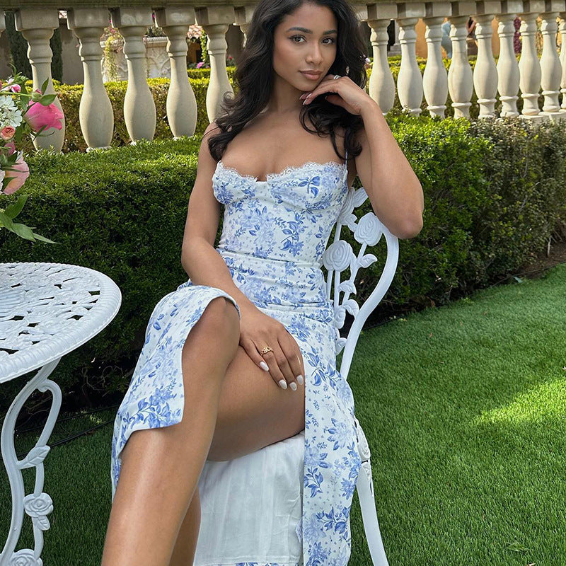 Small Floral Split Strap Dress