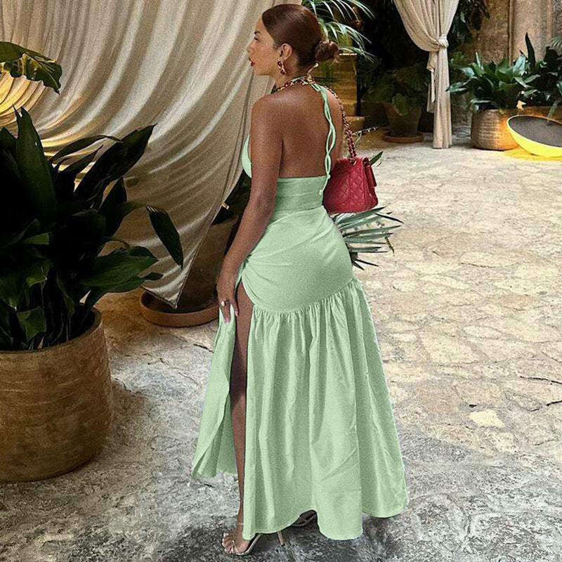 Women's Spring and Summer New Fashion Sexy Backless Bodysuit Slim Fit Tied Skirt Suit