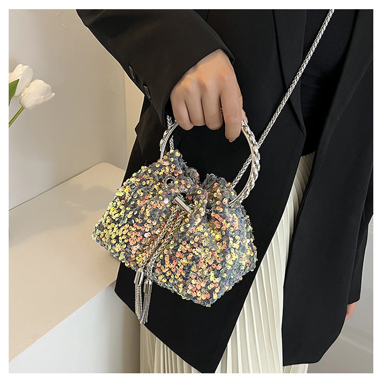 Sequin Bucket Bag Handbag All-Match Messenger Bag