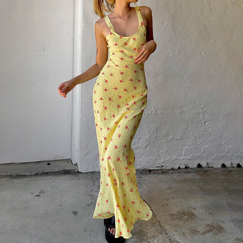 Floral Dress with Soft and Comfortable Suspenders Sexy Casual Vacation Cotton Dress