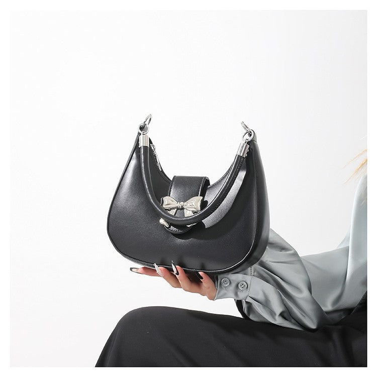 Bowknot Bag Crossbody Versatile Solid Color Underarm Women's Chain Bag