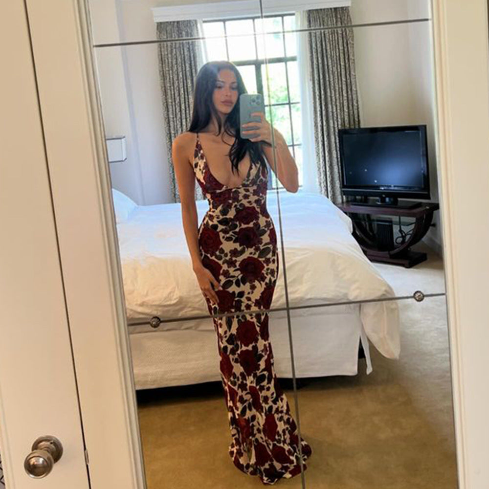 Sleeveless Strap Dress Sexy Backless Slim Fit Long Dress
