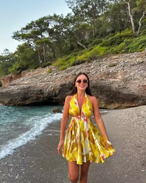 Elegant and Chic Printed Short Halter Dress