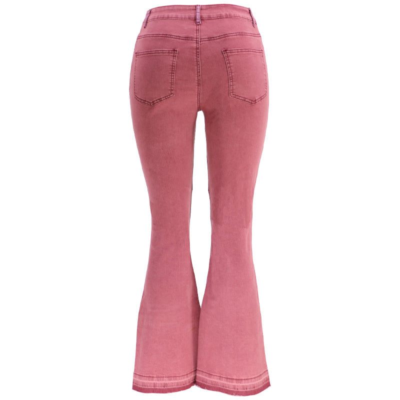 Stretchy Wide-Leg Patchwork Jeans